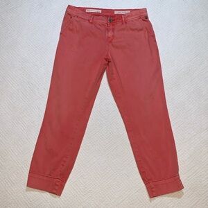 Anthropologie Pilcro Stet Chino Pants Cropped Capri Faded Red Mid Rise Size 27